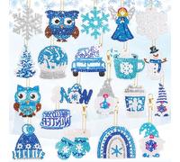 HGRGHH 20 Pezzi Ciondoli con Pittura con Diamanti, Kit Gufo Diamond Painting, DIY Pittura Diamante Portachiavi, 5D Natale Diamond Painting Ciondolo, per Bambini, Adulti, Principianti