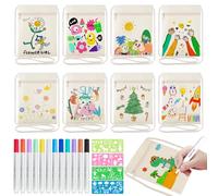 HGRGHH 8 Pezzi Zaini da Colorare per Bambini, con 12 Penne Colorate e 4 Modelli di Disegno, Ideale Come Soprammobile per i Bambini alla Fine di una Festa di Compleanno