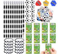 HGRGHH 93 Pezzi Set Regalo di Compleanno a Tema Calcio, Bomboniere per Feste di Compleanno per Bambini con Matite, Biglie, Braccialetti, Rotoli di Matita, Adesivi, Decorazioni per Feste di Compleanno