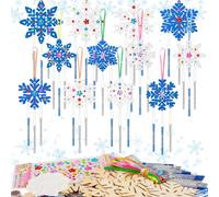 HGRGHH Campanelli a Vento in Legno per Bambini, 12 Pezzi Kit Campanelli a Vento Artigianali, Scacciapensieri Fai da Te per Bambini, Kit Artigianale Creativo Bambina, Regalo di Natale per Bambini