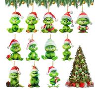HGRGHH Ciondoli Decorativi Natalizi 12 Pezzi, Elfi 2D in Acrilico, Ornamenti per Albero di Natale, Divertenti Decorazioni Casa 2024