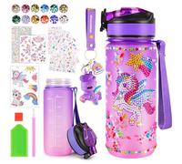 HGRGHH Kit per Decorare la Propria Borraccia per Bambine di 4-6-8-10 Anni, Unicorno Pittura Artigianato, Divertente Arte e Artigianato Regali Giocattoli per Ragazze Compleanno Natale - (Viola)