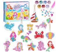 HGRGHH Kit Pittura Diamante 5D DIY per Bambini, Set di Portachiavi Dipinti, Set di Lavoretti per Bambini dai 6-12 Anni, Sirena Regali Bambina 6 7 8 9 10 11 12 Anni