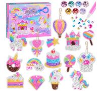 HGRGHH Kit Pittura Diamante 5D DIY per Bambini, Set di Portachiavi Dipinti, Set di Lavoretti per Bambini dai 6-12 Anni, Unicorno Regali Bambina 6 7 8 9 10 11 12 Anni