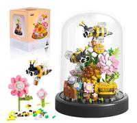 HGRGHH Set di Blocchi da Costruzione Floreali, 588 Pezzi Micro-Particelle Ape Fiore Set di Blocchi da Costruzione, Completo di Coperchio Antipolvere e Base, Adatto alle Bambine dai 6 Anni in Su