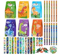 HGRGHH Set per Feste a Base di Dinosauri per Bambini, 100 Pezzi Kit Festa Dinosauri Compleanno Regalo, con Braccialetti Slap, Matite, Gomme per Dinosauri, Adesivi per Dinosauri