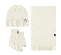 HGRYNDRO Cappello Invernale Uomo Sciarpa Beanie degli Uomini Invernali con Guanti Touch Screen Set, Cappello Lavorato A Maglia 3 Pezzi Guanti Caldi Sciarpa Lunga-Bianco Sporco
