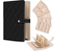 HGRYNDRO Libro Portatile in Pelle per riporre Gioielli, Raccoglitore per Gioielli, Borsa per Gioielli con Cerniera per Orecchini e collane