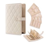 HGRYNDRO Lussuoso libro portagioielli portatile in pelle di piccole dimensioni, borsa portagioielli da viaggio in pelle PU con cerniera, scatola portagioielli da viaggio pieghevole in pelle