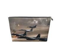 HGSLQDEE Aereo da guerra stampato borsa da toilette da viaggio in pelle portatile borsa cosmetica da viaggio, Argento, Taglia unica