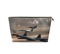 HGSLQDEE Aereo da guerra stampato borsa da toilette da viaggio in pelle portatile borsa cosmetica da viaggio, Oro, Taglia unica
