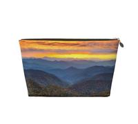 HGSLQDEE Blue Ridge Parkway Mountains, borsa da toilette da viaggio in pelle stampata con montagne, Oro, Taglia unica