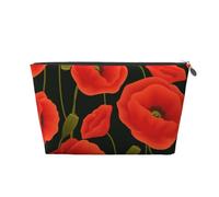 HGSLQDEE Borsa da toilette da viaggio in pelle stampata con fiori di papavero borsa da viaggio portatile borsa cosmetica, Argento, Taglia unica