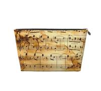 HGSLQDEE Borsa da toilette da viaggio in pelle stampata con stampa nota musicale borsa cosmetica portatile, Argento, Taglia unica