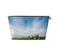 HGSLQDEE Borsa da toilette da viaggio in pelle stampata trattore fattoria portatile borsa cosmetica da viaggio, Oro, Taglia unica