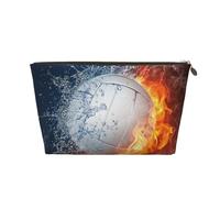 HGSLQDEE Ice and Fire Pallavolo stampato in pelle Viaggio Toiletry Bag Portable Travel Cosmetic Bag Storage Bag, Oro, Taglia unica