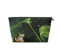 HGSLQDEE Peace Tree Frog - Borsa da toilette da viaggio in pelle stampata con rana, Argento, Taglia unica