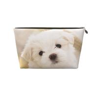 HGSLQDEE Simpatico cucciolo maltese stampato in pelle da viaggio borsa da toilette portatile borsa cosmetica borsa da viaggio, Oro, Taglia unica
