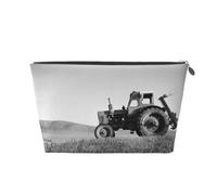 HGSLQDEE Trattore Agricoltura Tranquil stampato Cuoio Viaggio Toiletry Bag Portable Travel Cosmetic Bag Storage Bag, Argento, Taglia unica