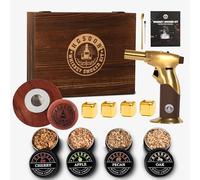 Hgsoor Kit per affumicatore di whisky, kit per affumicare bevande vecchio stile, kit per affumicare cocktail con torcia, trucioli di legno a 4 gusti, 4 cubetti di ghiaccio, kit per affumicatore