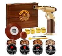 Hgsoor Kit per affumicatore di whisky, kit per affumicare bevande vecchio stile, kit per affumicare cocktail con torcia, trucioli di legno a 4 gusti, 4 cubetti di ghiaccio, kit per affumicatore