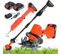 HGSTM Zappa per scavo Mini elettrica, Macchina per diserbo a Mano Micro aratura, con palo telescopico e 2 batterie, per Tagliare l'erba, Il Grano, la Preparazione del Suolo, Il diserbo