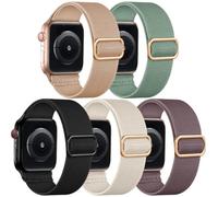 Hgsxst Confezione da 5 cinturini elastici compatibili con Apple Watch Ultra 3/2/1 da 49 mm, 46 mm, 45 mm, 44 mm, 42 mm, 41 mm, 40 mm, 38 mm, uomini e donne, in morbido nylon elastico adatto per iWatch