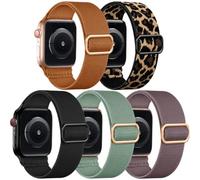 Hgsxst Confezione da 5 cinturini elastici compatibili con Apple Watch Ultra 3/2/1 da 49 mm, 46 mm, 45 mm, 44 mm, 42 mm, 41 mm, 40 mm, 38 mm, uomini e donne, in morbido nylon elastico adatto per iWatch