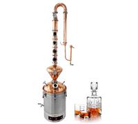 HGTRH Alambicco Elettrico in Rame Puro, 60L Colonna di Rettifica per Distillazione di Alcoli e Idrolati, Apparecchiatura Professionale con Doppio Condensatore e Controllo Temperatura B