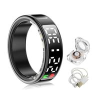 HGTRH Anello Intelligente, Anello per Il Monitoraggio della Salute del Sonno della Frequenza Cardiaca E Dell'ossigeno Resistente all'Acqua Fitness Tracker Contapassi Contacalorie Black 8#