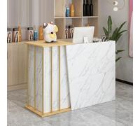 HGTRH Bancone Reception Centro Estetico, Bancone Cassa per Negozio Alimentari, Bancone Reception Bianco Lucido, Tavola Di Legno Massello Banco Vendita con Armadio con Anta et Cassetti Serratura
