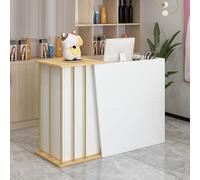 HGTRH Bancone Reception Centro Estetico, Bancone Cassa per Negozio Alimentari, Bancone Reception Bianco Lucido, Tavola Di Legno Massello Banco Vendita con Armadio con Anta et Cassetti Serratura
