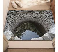 HGTRH Tappeto Motivo Illusione con Fori 3D, con Retro in Gomma Antiscivolo per Porta D'Ingresso, Bagno, Scale, Soggiorn, Lavabile Rettangolare Grande Tappeto da Esterno 80 * 120cm