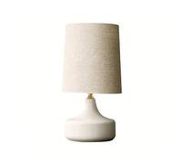 HGTYDV2 Lampada da tavolo in ceramica scandinava, moderna e minimalista, con paralume in lino, lampada da comodino creativa nordica for soggiorno, camera da letto, ufficio(Wit,L)