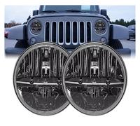 Hguvsjd Blocchi Fari Anteriori Per Jeep Per Wrangler Fari A LED Da 7 Pollici H4 Fari Rotondi Da 7'' Approvati DOT 6000K Fascio Alto/basso Faro Proiettore Anteriore(1 piece)