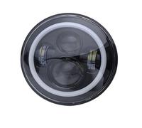 Hguvsjd Blocchi Fari Anteriori Per Jeep Per Wrangler TJ 2 Porte Auto LED 7 Pollici Faro Rotondo DRL Fascio Alto/Lontano 90W Anello Halo Ambra Angel Eye Faro Proiettore Anteriore(Black a)