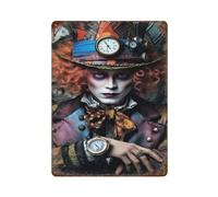 HGUXXURB Poster del film Alice nel paese delle meraviglie Cappellaio Matto Decorazione da parete Art Metal Tin Poster Modern Bar Decorations40x30cm