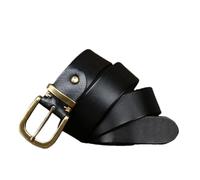 Hgvcfcv 3.8CM Cintura In Vera Pelle Per Gli Uomini Fibbia In Rame Jeans Cowskin Cinture Casual Cowboy Cintura Maschio, Nero , 115 cm