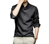 Hgvcfcv Camicia a maniche lunghe da uomo in seta di ghiaccio casual da uomo in seta estiva, 3, L