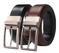 Hgvcfcv Cintura reversibile del vestito del cuoio genuino degli uomini 1Pcs con fibbia ruotata due in una grande cinghia di vita di formato, 11, 150cm (Waist 135cm)