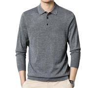 Hgvcfcv Maglione Pullover Polo da Uomo Autunnale a Maniche Lunghe in Misto Lana con Risvolto, Maglione Casual di Base, Grigio ardesia, XXL