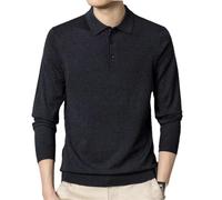 Hgvcfcv Maglione Pullover Polo da Uomo Autunnale a Maniche Lunghe in Misto Lana con Risvolto, Maglione Casual di Base, grigio, 3XL