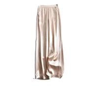 Hgvcfcv Pantaloni larghi estivi da donna in raso a gamba larga, taglie forti, elasticizzati, lunghezza alla caviglia, pantaloni larghi, Champagne, L