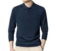 Hgvcfcv Polo da uomo autunnale a maniche lunghe in misto lana con risvolto, maglione casual