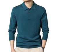 Hgvcfcv Pullover Polo da uomo autunnale a maniche lunghe in misto lana con risvolto, maglione casual di base, B, M