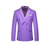 Hgvcfcv Uomo Giacca Casual da Business Tinta Unita a Doppio Petto Giacca Formale da Cerimonia Giacca Blazer per Uomo, Viola, XL