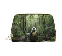 Hgvcse Borsa da viaggio in pelle pvc per truccarsi tropicali Wilderness Jungle Bag Zipper Pouch Travel Cosmetic Organizer Daily Use Storage Purse, bianco, Taglia unica
