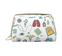 Hgvcse Borsa in pelle PVC Makeupabstraction Biologia Chimica 4 Borsa con Cerniera Sacchetto di Viaggio Cosmetici Organizzatore di Uso quotidiano Borsa di Immagazzinaggio, bianco, Taglia unica