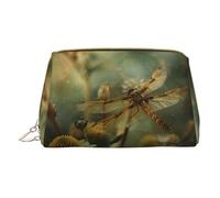 Hgvcse Borsa in pelle PVC Makeupdragonfly e fiore con cerniera, organizer da viaggio per cosmetici, uso quotidiano, bianco, taglia unica, Bianco, One Size