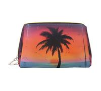 Hgvcse Borsa in pelle PVC per trucchi, borsa tropicale con tramonto con cerniera, organizer da viaggio per cosmetici, uso quotidiano, colore bianco, taglia unica, Bianco, One Size, 100%